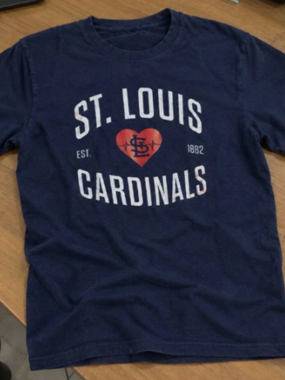 St.Louis Cardinals Est. 1882 Heart Logo Navy Blue T-Shirt
